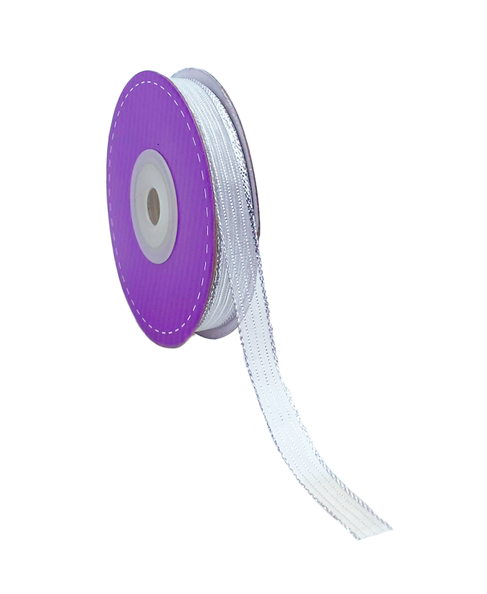 R603010-3/8 LISTON ORGANZA RAYAS METALICO 20YDS