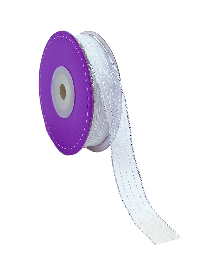 R603010-5/8 LISTON ORGANZA RAYAS METALICO 20YDS