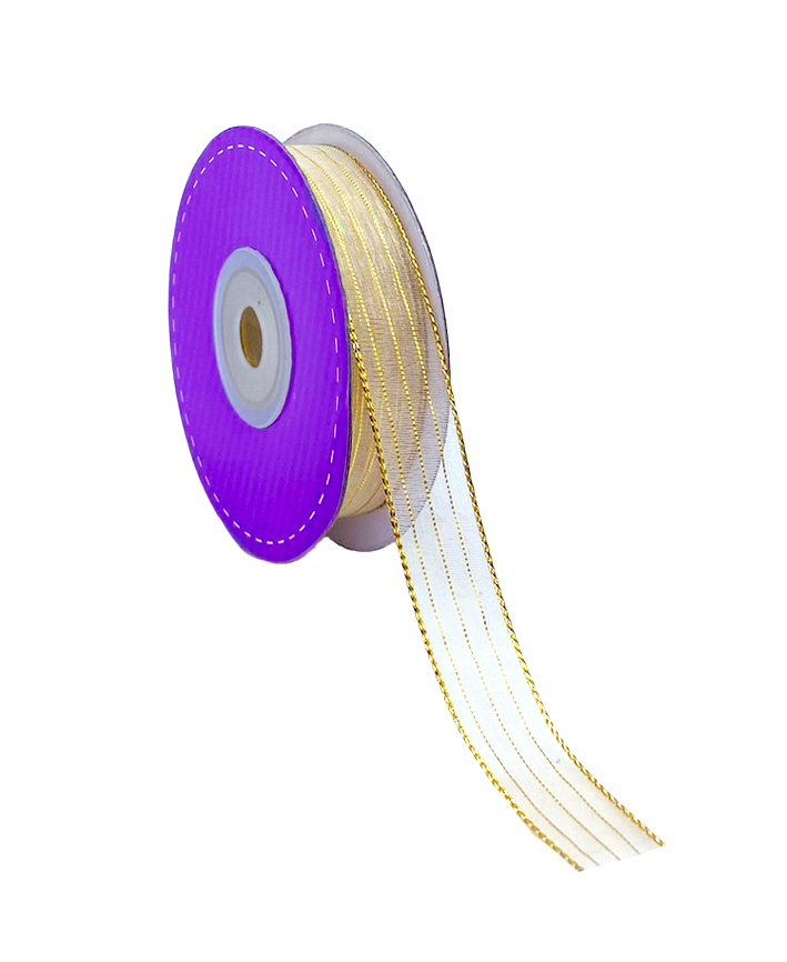 R603010-5/8 LISTON ORGANZA RAYAS METALICO 20YDS