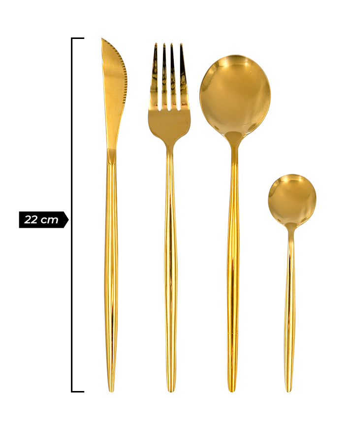 R742027 CUBIERTOS 16 PIEZAS OSLO ORO