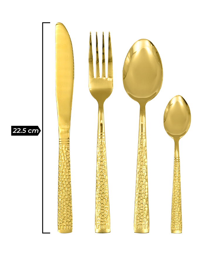 R742031 CUBIERTOS 16 PZAS MEDIEVAL ORO BRILLANTE