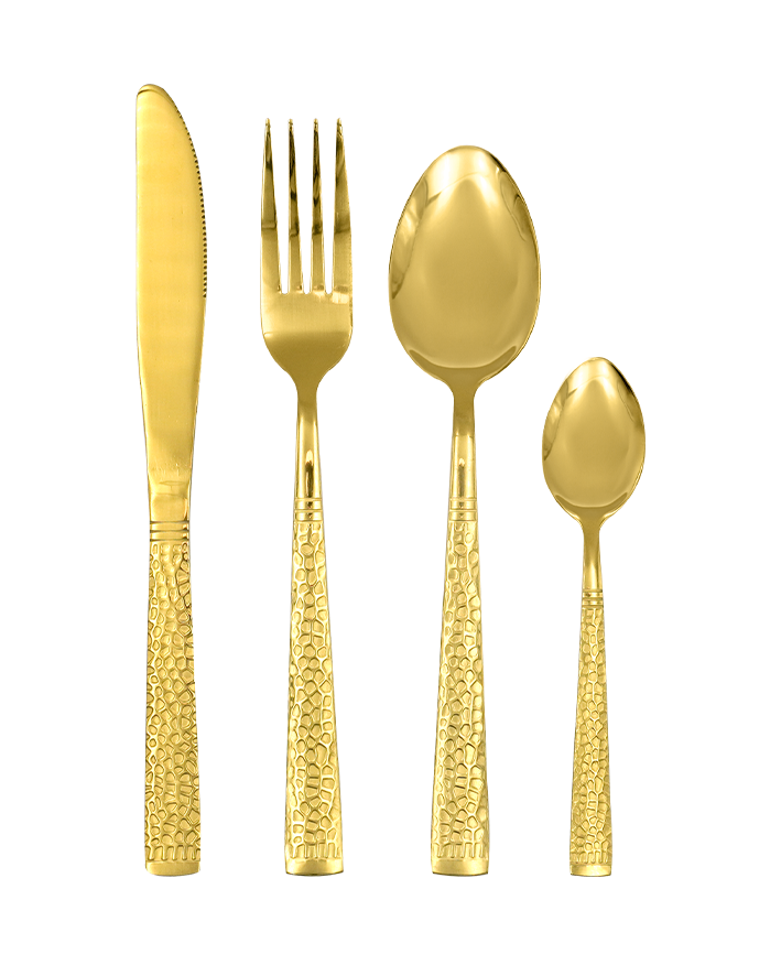 R742031 CUBIERTOS 16 PZAS MEDIEVAL ORO BRILLANTE