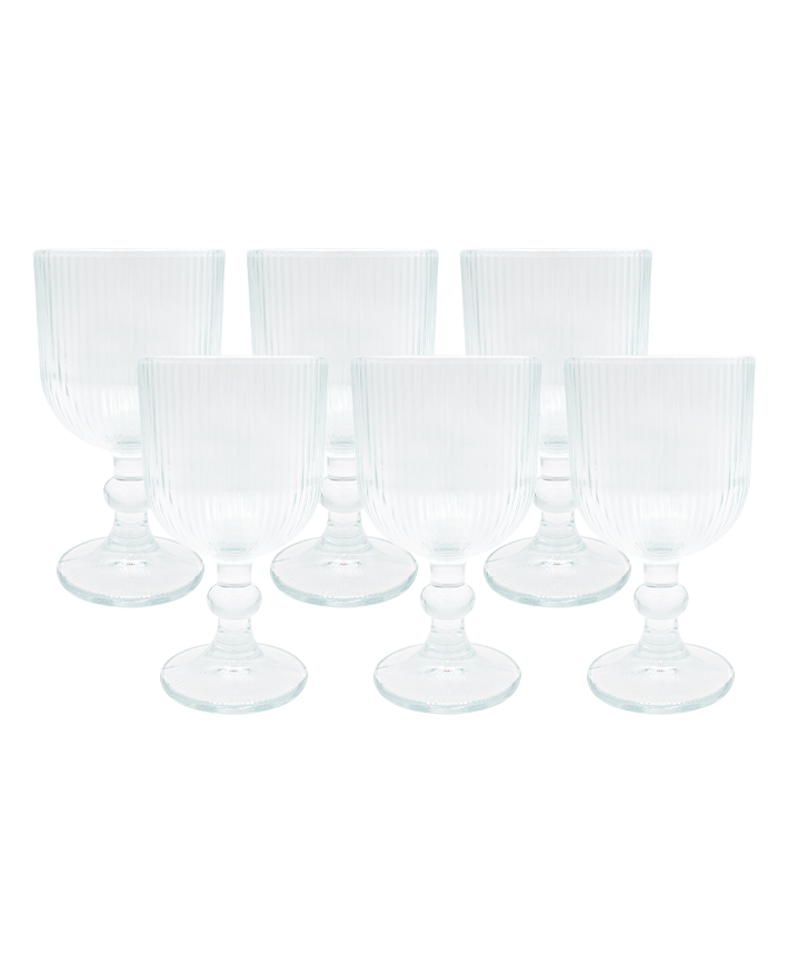 R745007-1 SET DE COPAS RAYAS 6PZ 8.7 X 16.8 CM TRANSPARENTE