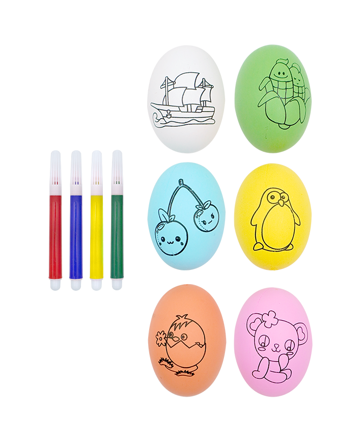 R951201 KIT PLUMONES HUEVOS 6PZ 5X6CM