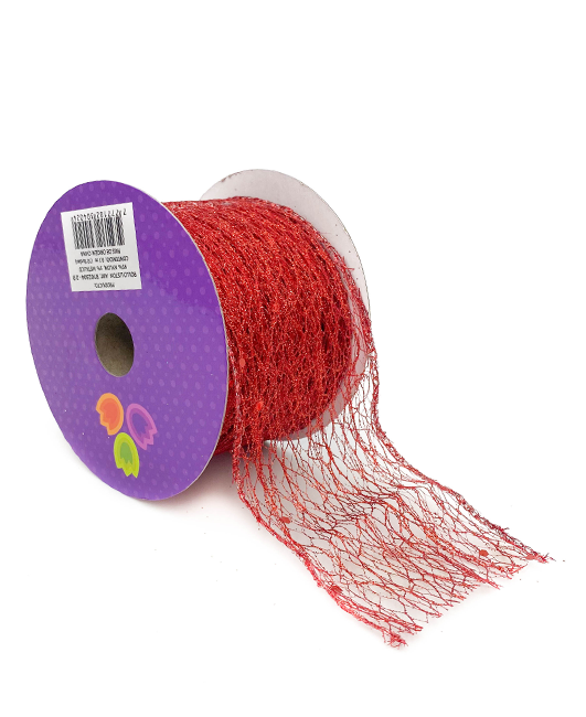R102304 LISTON NAVIDAD MALLA TUPIDA 6.3 CM X 10 Y