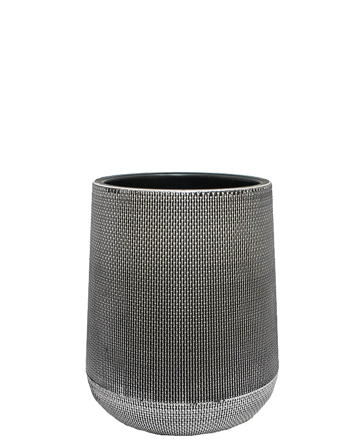 R310301-3 MACETA PLASTICO TEJIDO PLATA 36 X 48 CM