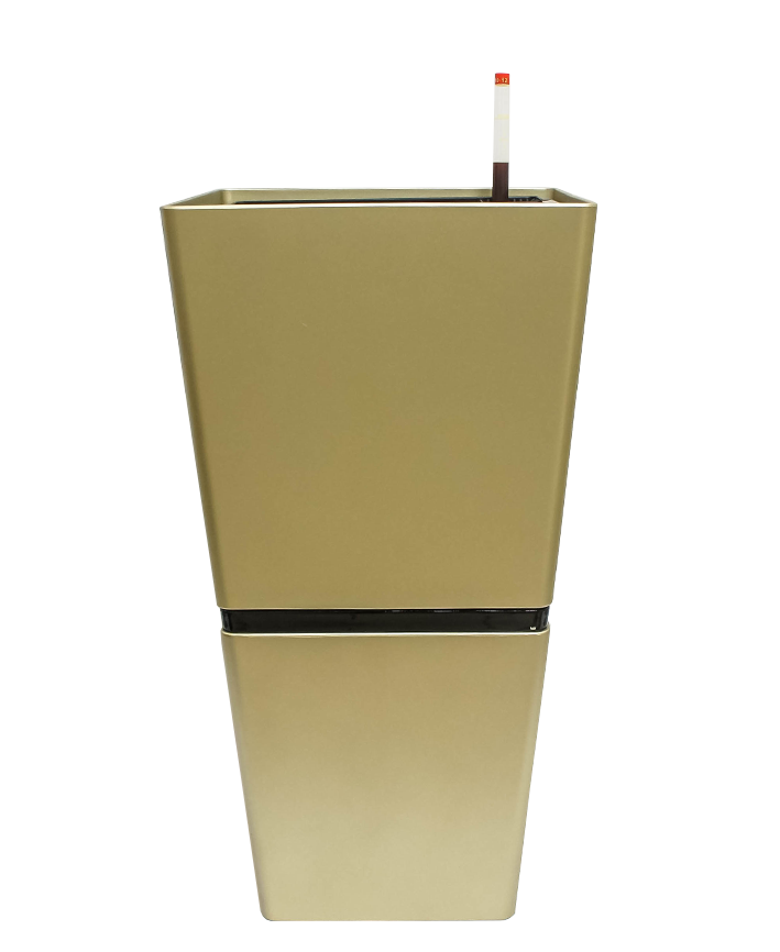 R310307-1 MACETA PLASTICO CUBO ORO 33 X 63 CM