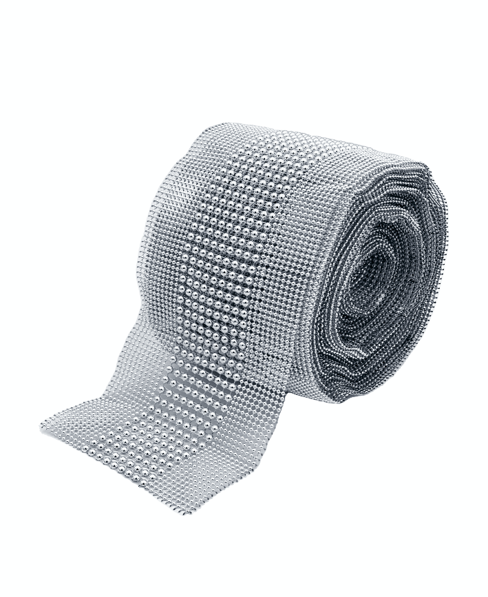 R408011 MALLA PIEDRA PLASTICA PERLA CHICA Y GRANDE 10 YDS