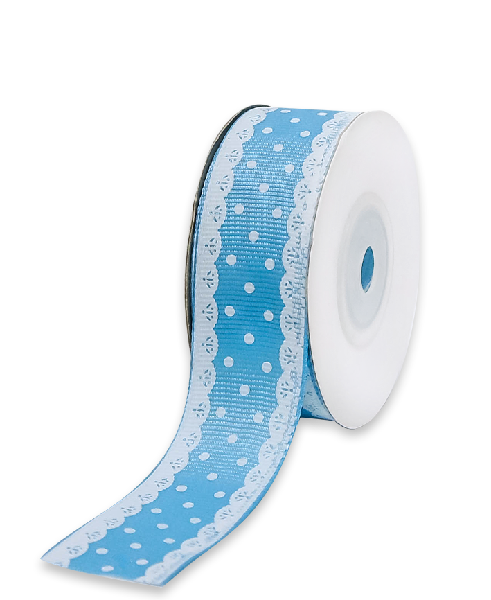 R604001 LISTON FALLA ENCAJE ROSA/AZUL 10YDS PZA