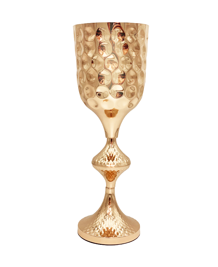 R707053 FLORERO METALICO MEDIEVAL ORO 13X42CM