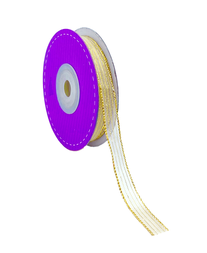 R603010-3/8 LISTON ORGANZA RAYAS METALICO 20YDS