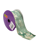 R102503 LISTON NAVIDAD TERCIOPELO GRECAS HOJAS 6.3CM X 10Y