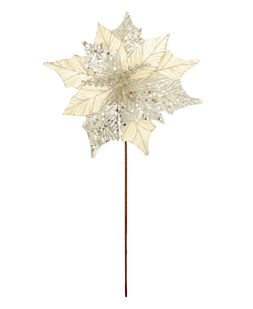 R106302 NAVIDAD VARA FLOR NOCHE BUENA LENTEJUELA 25 CMS PZA
