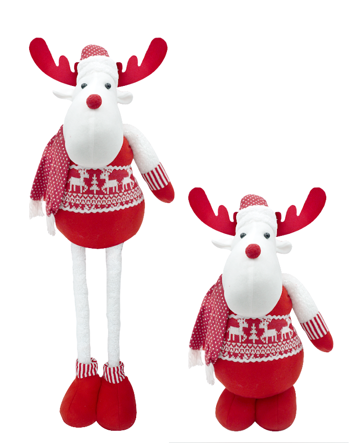 R108054 FIGURA DECORATIVA DE PELUCHE ROJA NORD 95CM