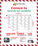 R110202-600-T-WW CASCADA LED 600F 10MX60CM BCO CALIDO C.TRASN
