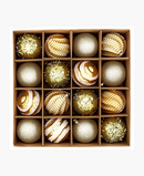 R111214-1 NAV ESFERA 8CM DISEÑOS DEC. PAQ C/16 PZS ORO MIX