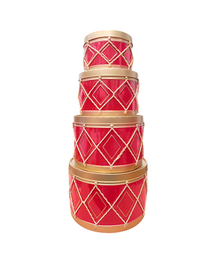 R112204 SET DE TAMBORES 4PZS 20-25-31-36CM ORO/ROJO