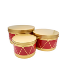 R112207 SET DE TAMBORES METALICOS ORO-ROJO 34X18CM