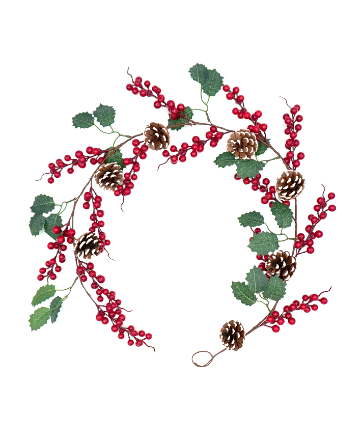 R113309 NAVIDAD GUIA BERRY PIÑAS 140CM
