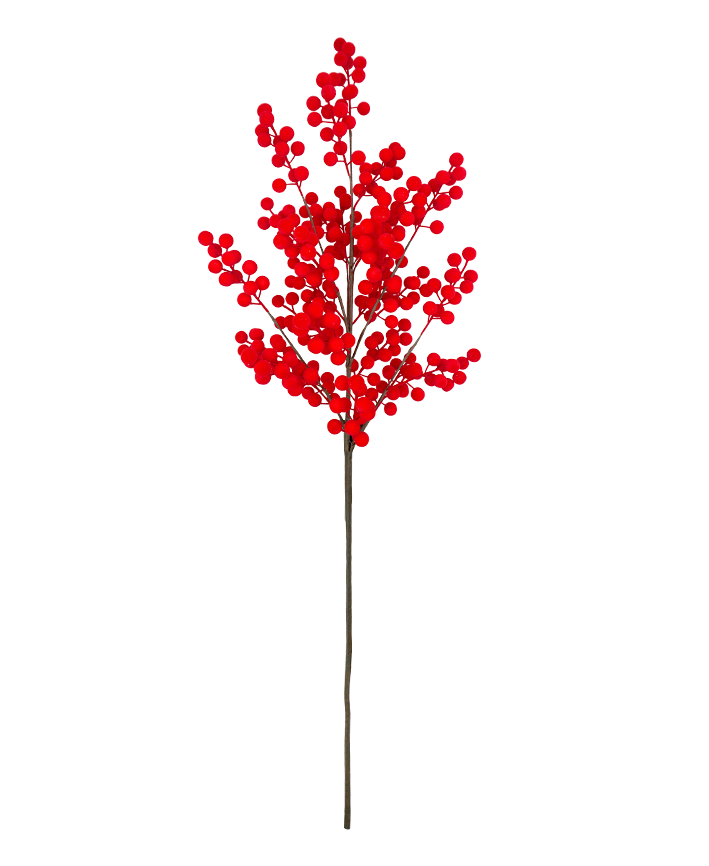 R113718-4 RF FOLLAJE BERRY 106CM RED FLOCK