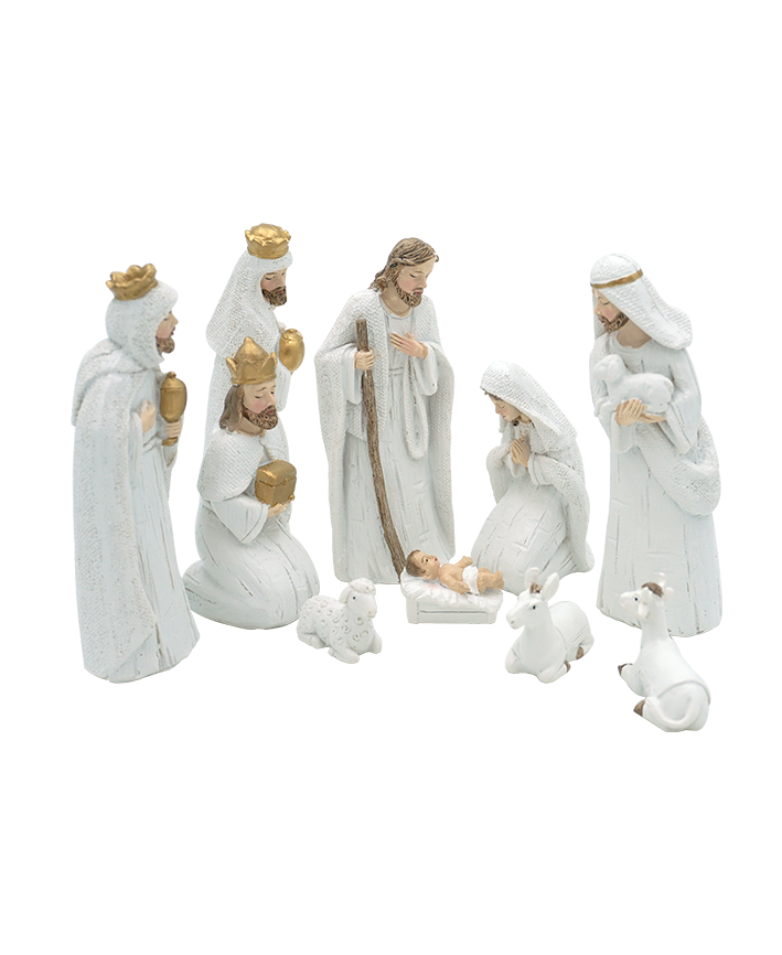 R118101 SET DE NACIMIENTO 10PZ BLANCO 12CM