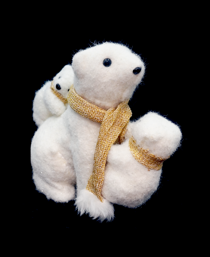 R134202 FAMILIA OSOS BUFANDA ORO 28X27CM