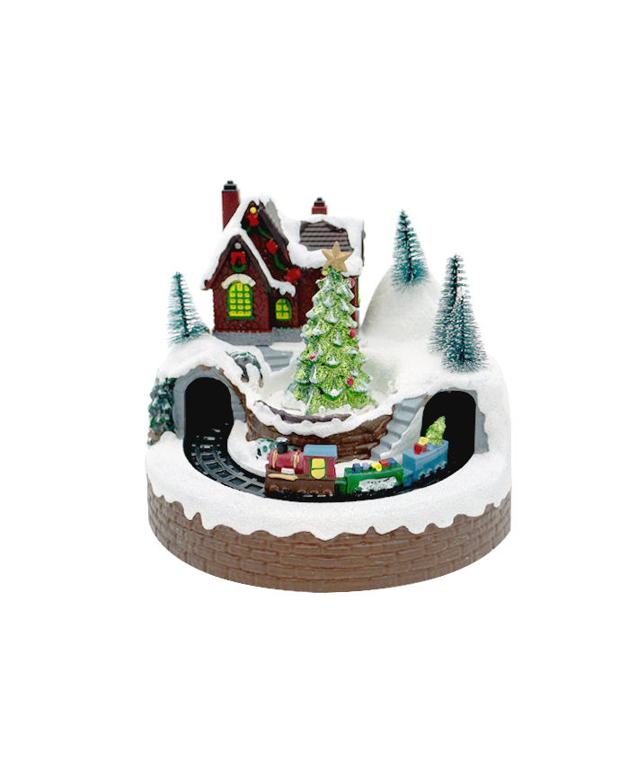 R135004 CABAÑA CON PINO Y TREN