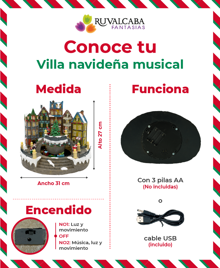 R135005 VILLA CON ARBOL DE NAVIDAD 31X20X27CM