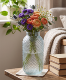 R304037 FLORERO VIDRIO DIAMANTE 21CM