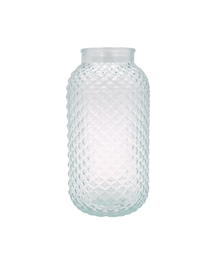 R304037 FLORERO VIDRIO DIAMANTE 21CM