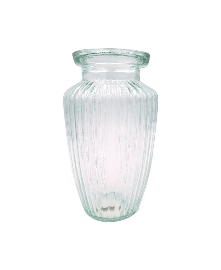R304040 FLORERO VIDRIO CANTARO RAYADO 21CM