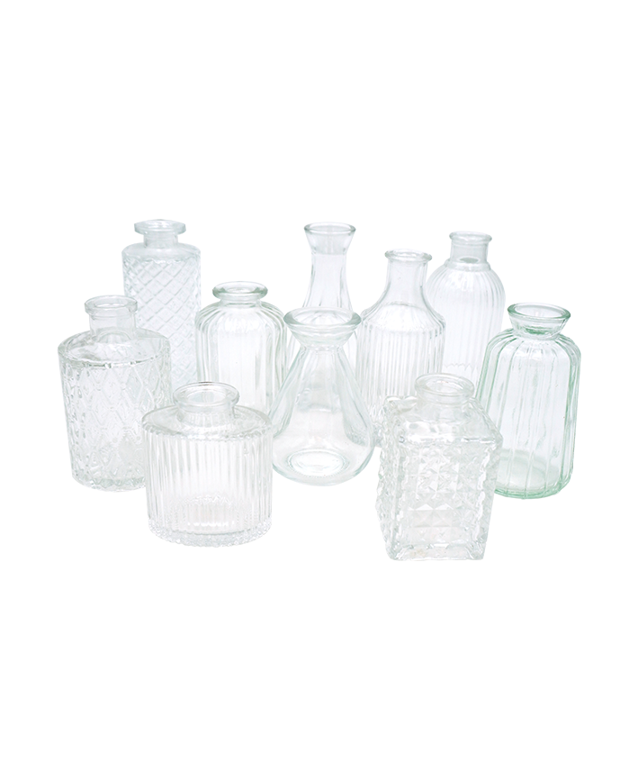 R304501 SET BASE VIDRIO 10PZS BOTELLAS TRANSP