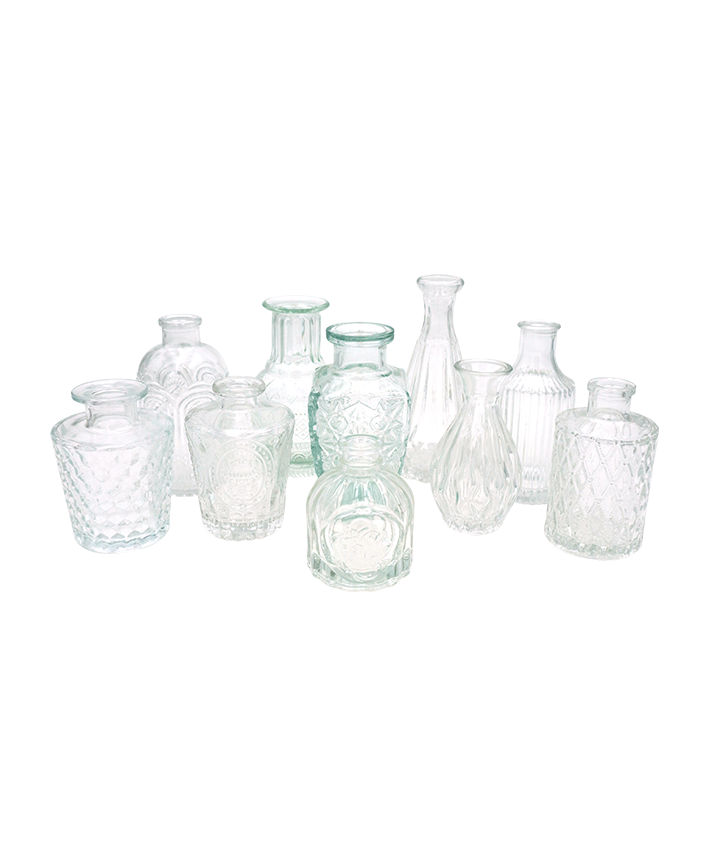 R304503 SET BASE VIDRIO 10 PZS FRASCOS TRANSP