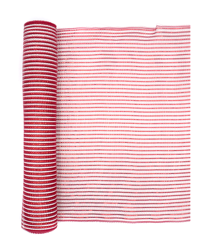 R601021 MALLA CARAMELITO 52CMX10Y ROJO/BLANCO