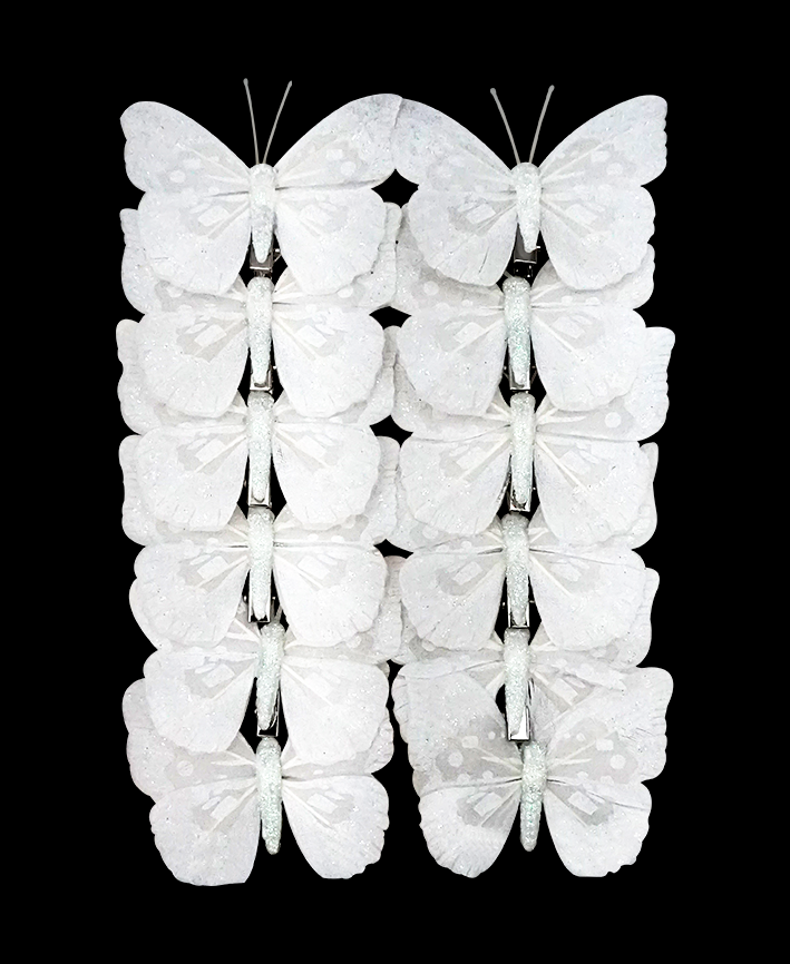 R713203 MARIPOSA DECORATIVA 12PZS BLANCA