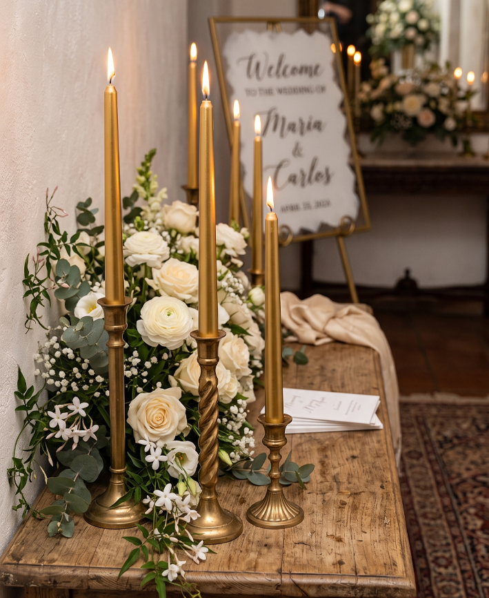 R716308-1 VELA CONICA METALIZADA 30CM 4PZ ORO