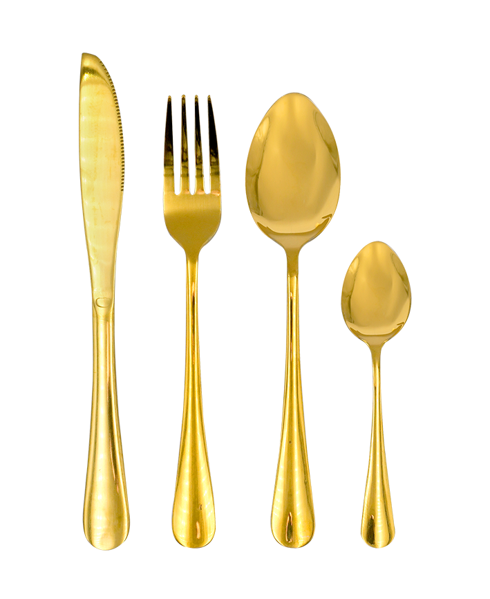 R742001 CUBIERTOS 16 PZAS ORO BRILLANTE