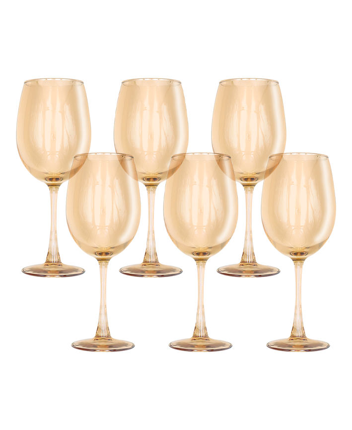 R745607-1 SET DE COPAS ORO 6PZ VINO 465ML 7X22CM