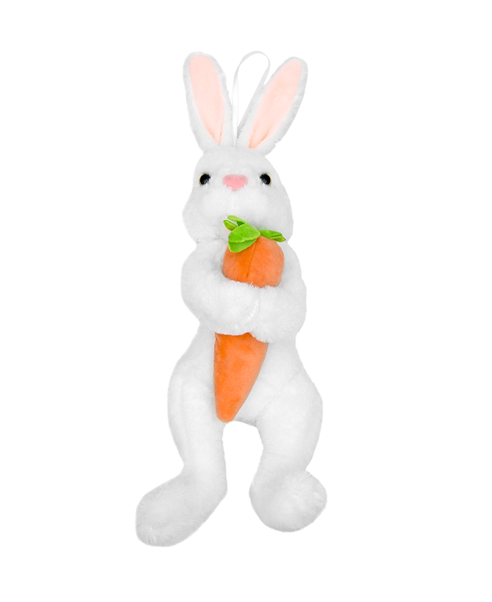 R942203-1 CONEJO PELUCHE CON ZANAHORIA 23CM BLANCO
