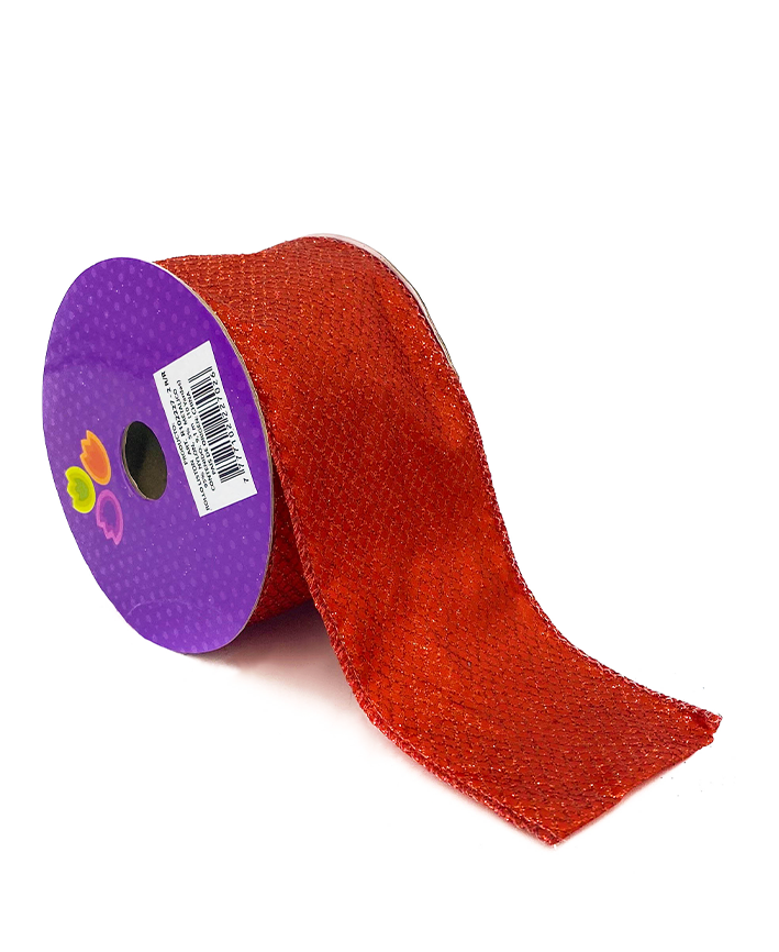 R102227 LISTON NAVIDAD SATIN PANAL 6.3 CM X 10 Y