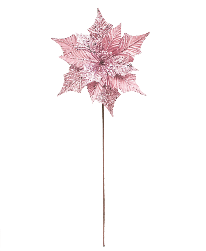 R106302 NAVIDAD VARA FLOR NOCHE BUENA LENTEJUELA 25 CMS PZA