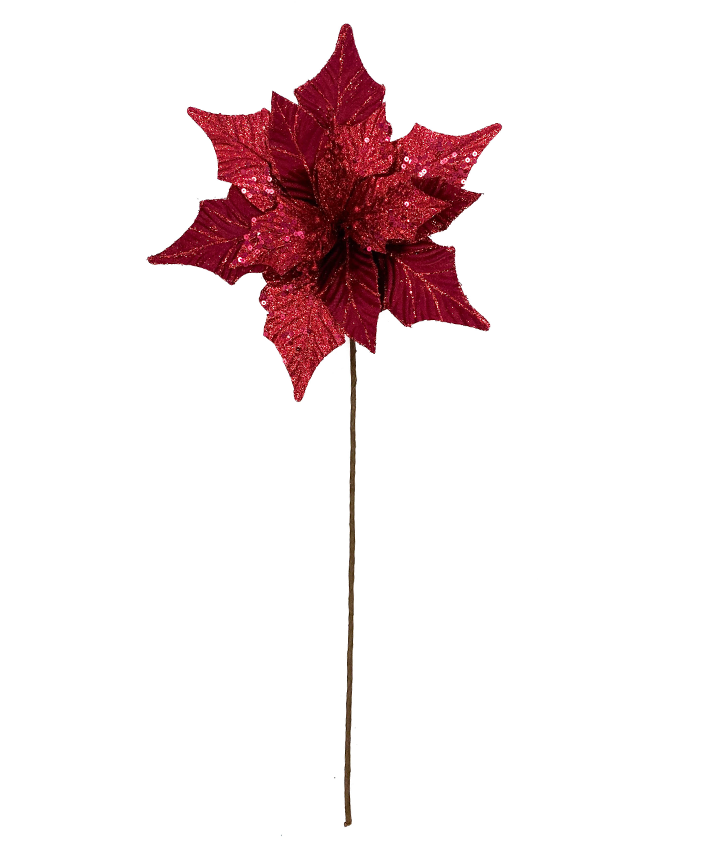 R106302 NAVIDAD VARA FLOR NOCHE BUENA LENTEJUELA 25 CMS PZA