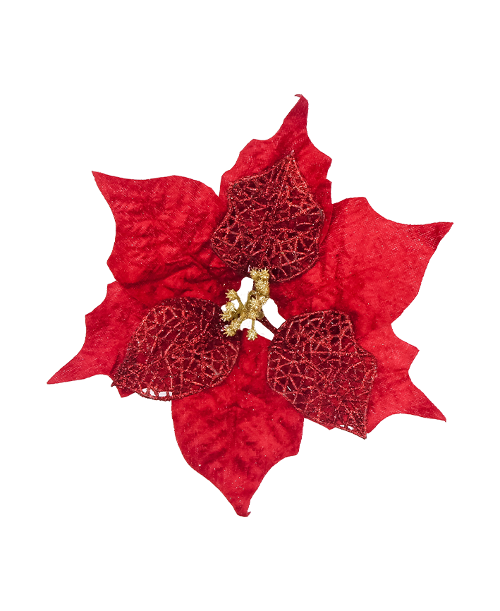 R117003 NAVIDAD RAMO NOCHE BUENA HOJA PERFORADA X5 FLOR 23CM