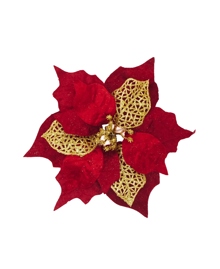 R117003 NAVIDAD RAMO NOCHE BUENA HOJA PERFORADA X5 FLOR 23CM