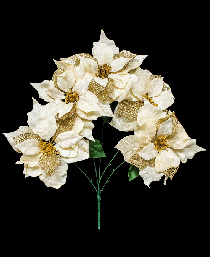 R117003 NAVIDAD RAMO NOCHE BUENA HOJA PERFORADA X5 FLOR 23CM