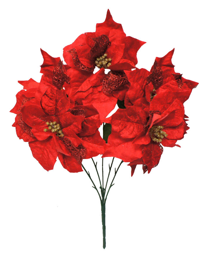 R117003 NAVIDAD RAMO NOCHE BUENA HOJA PERFORADA X5 FLOR 23CM