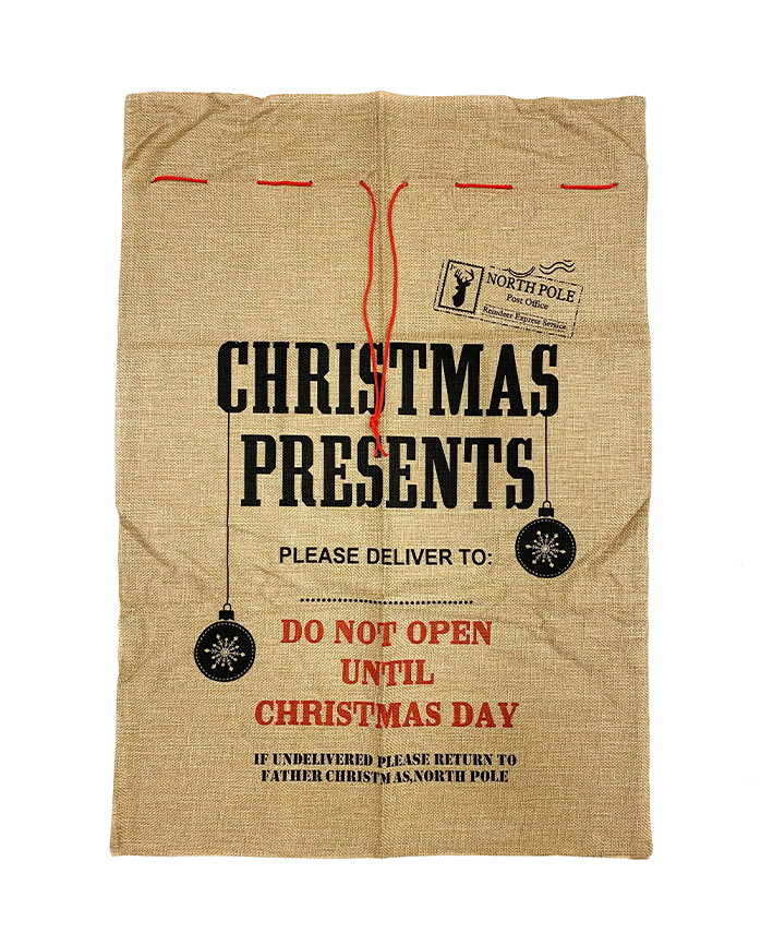 R125101 NAVIDAD SACO YUTE CHRISTMAS PRESENTS 46X66 CM