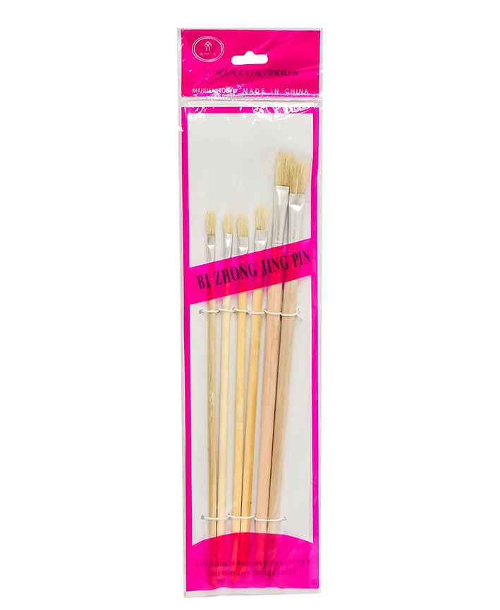 R405102 PINCEL PLANO NATURAL PAQ C/6