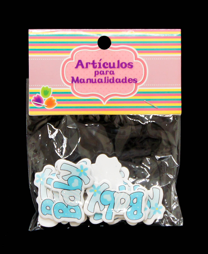 R407002 FIGURA DE MADERA BABY SHOWER C/10PZAS AZUL