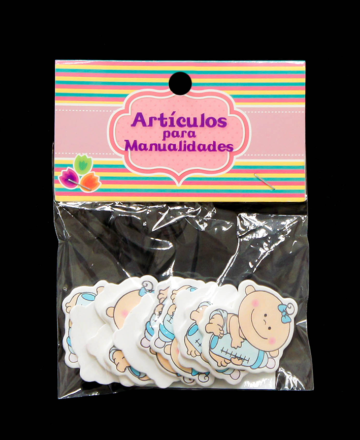 R407002 FIGURA DE MADERA BABY SHOWER C/10PZAS AZUL